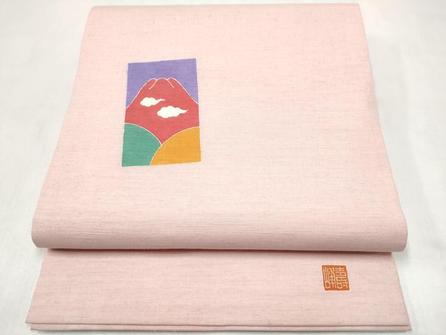 平和屋着物●九寸開き名古屋帯　作家物　紬地　遠山文　正絹　逸品　CABL9645hy