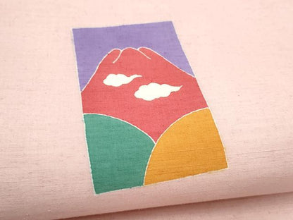 平和屋着物●九寸開き名古屋帯　作家物　紬地　遠山文　正絹　逸品　CABL9645hy