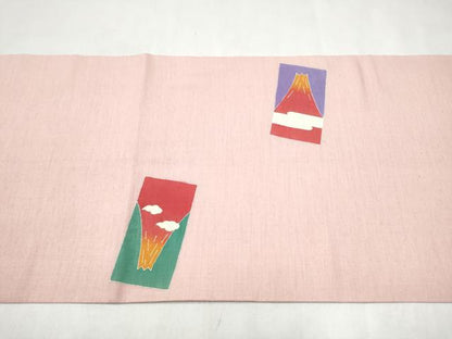 平和屋着物●九寸開き名古屋帯　作家物　紬地　遠山文　正絹　逸品　CABL9645hy
