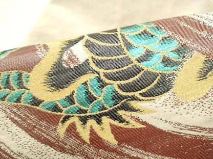平和屋着物●アンティーク　大正ロマン　九寸名古屋帯　龍　金糸　正絹　逸品　CABL9646hy