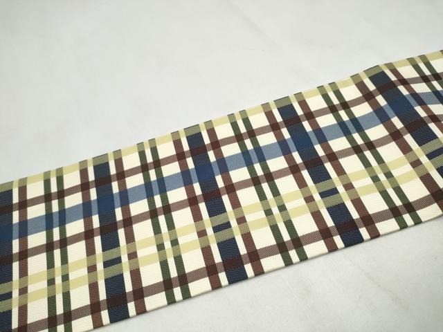 平和屋着物●全通柄　九寸名古屋帯　格子柄　正絹　逸品　CABL9650hy