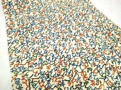 平和屋着物●全通柄　九寸名古屋帯　型染め　いろは歌　正絹　逸品　CABL9651hy