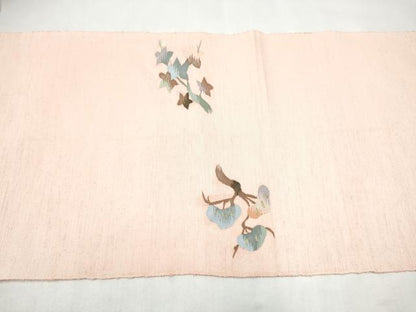 平和屋着物●八寸名古屋帯　すくい織　遠山草花文　金糸　正絹　逸品　CABL9652hy