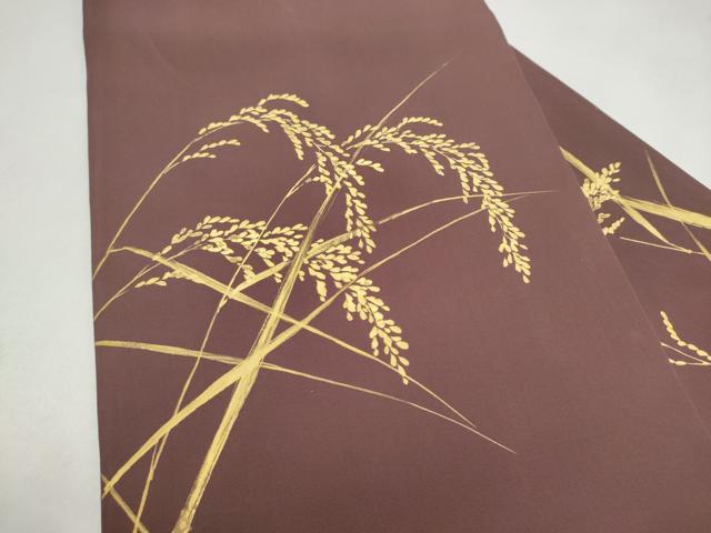 平和屋着物●九寸名古屋帯　枝葉文　金彩　正絹　逸品　CABL9658hy