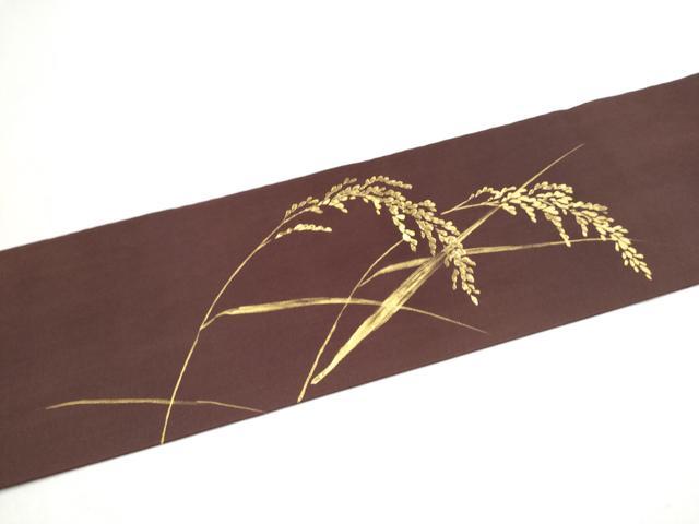 平和屋着物●九寸名古屋帯　枝葉文　金彩　正絹　逸品　CABL9658hy