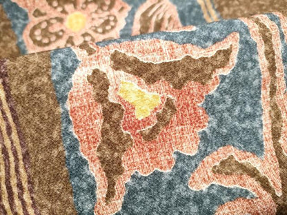 平和屋着物●全通柄　九寸名古屋帯　草花文　鬼しぼ縮緬　正絹　逸品　CABL9666hy