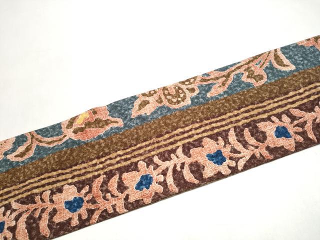 平和屋着物●全通柄　九寸名古屋帯　草花文　鬼しぼ縮緬　正絹　逸品　CABL9666hy