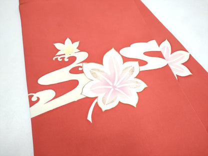 平和屋着物●塩瀬　九寸名古屋帯　駒刺繍　竜田川　正絹　逸品　CABL9667hy
