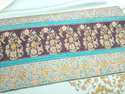 平和屋着物●塩瀬　九寸名古屋帯　花鳥唐草文　金彩　正絹　逸品　CABL9670hy