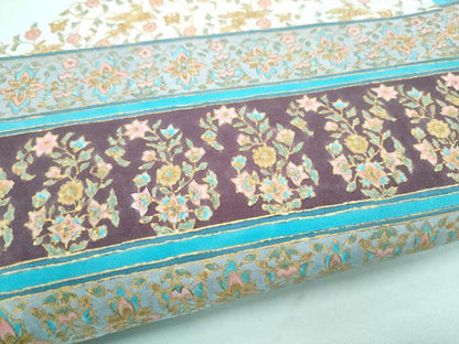 平和屋着物●塩瀬　九寸名古屋帯　花鳥唐草文　金彩　正絹　逸品　CABL9670hy