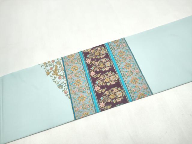 平和屋着物●塩瀬　九寸名古屋帯　花鳥唐草文　金彩　正絹　逸品　CABL9670hy