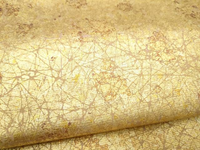 平和屋着物●塩瀬　九寸名古屋帯　霞文　金彩　正絹　逸品　CABL9671hy