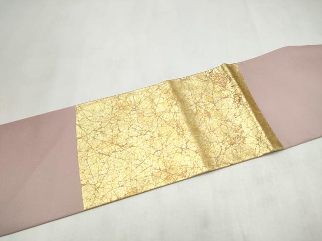 平和屋着物●塩瀬　九寸名古屋帯　霞文　金彩　正絹　逸品　CABL9671hy