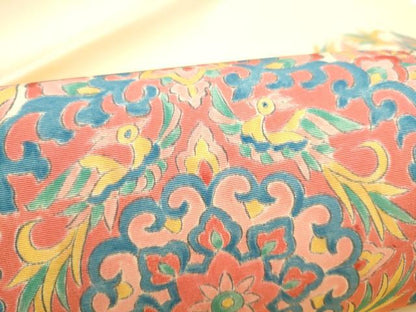 平和屋着物●塩瀬　九寸名古屋帯　手描き　向かい鳥花文　金彩　正絹　逸品　CABL9673hy