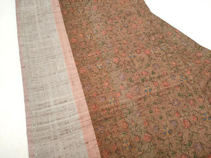 平和屋着物●九寸名古屋帯　紬地　花唐草文　正絹　逸品　CABL9674hy