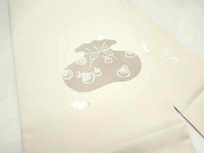 平和屋着物●塩瀬　九寸名古屋帯　作家物　手描き　鼠　正絹　逸品　CABL9679hy