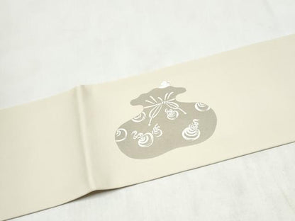 平和屋着物●塩瀬　九寸名古屋帯　作家物　手描き　鼠　正絹　逸品　CABL9679hy