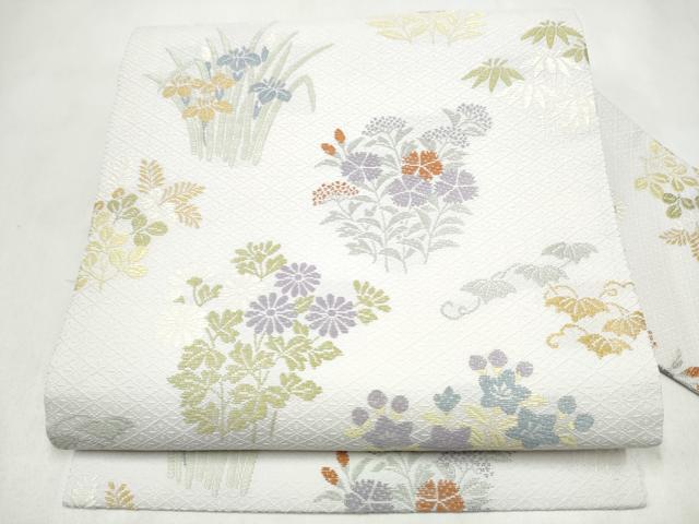 平和屋着物●九寸名古屋帯　唐織　草花文　正絹　逸品　CABL9682hy