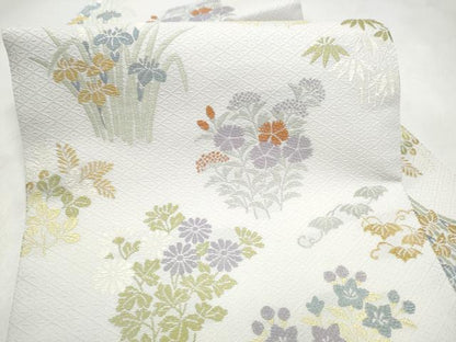 平和屋着物●九寸名古屋帯　唐織　草花文　正絹　逸品　CABL9682hy