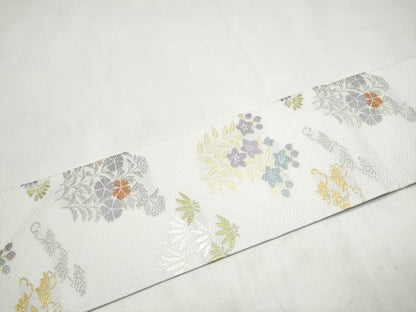 平和屋着物●九寸名古屋帯　唐織　草花文　正絹　逸品　CABL9682hy