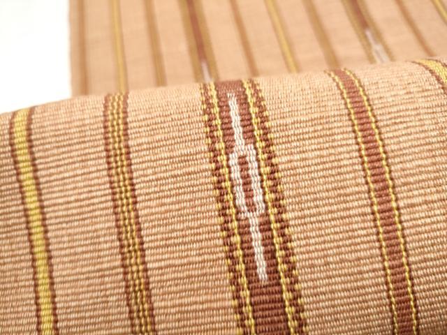平和屋着物●沖縄県伝統工芸品　八重山ミンサー　手織り　八寸名古屋帯　間道　綿　逸品　CABL9686hy