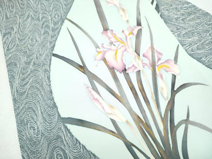 平和屋着物●塩瀬　九寸名古屋帯　天野木仙　草花文　金彩　正絹　逸品　CABL9690hy