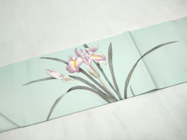 平和屋着物●塩瀬　九寸名古屋帯　天野木仙　草花文　金彩　正絹　逸品　CABL9690hy