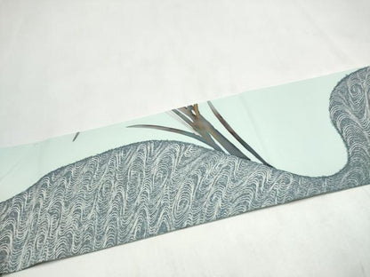 平和屋着物●塩瀬　九寸名古屋帯　天野木仙　草花文　金彩　正絹　逸品　CABL9690hy