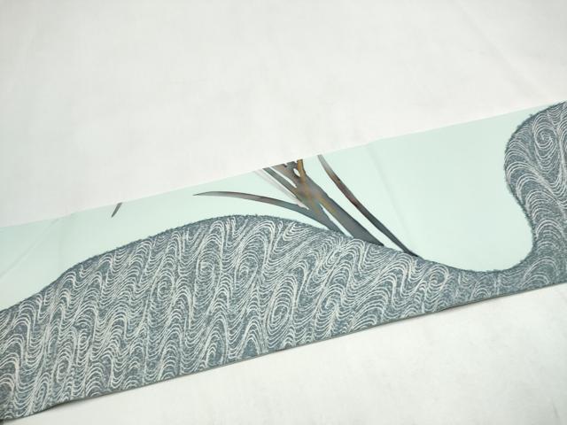 平和屋着物●塩瀬　九寸名古屋帯　天野木仙　草花文　金彩　正絹　逸品　CABL9690hy