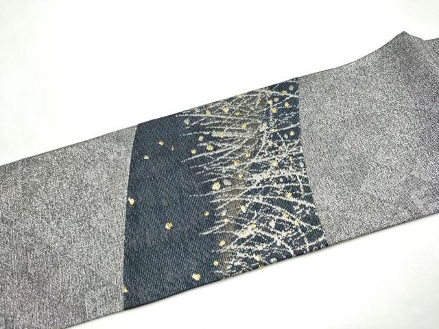平和屋着物●九寸名古屋帯　草木文　金銀糸　正絹　逸品　CABL9691hy