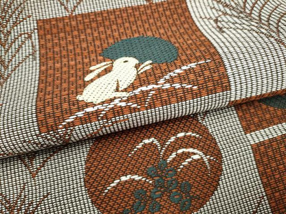 平和屋着物●本場筑前博多織　八寸名古屋帯　兎　月　やまと誂製　正絹　逸品　CABL9692hy