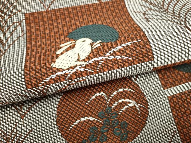 平和屋着物●本場筑前博多織　八寸名古屋帯　兎　月　やまと誂製　正絹　逸品　CABL9692hy