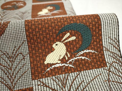 平和屋着物●本場筑前博多織　八寸名古屋帯　兎　月　やまと誂製　正絹　逸品　CABL9692hy