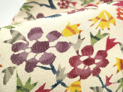 平和屋着物●全通柄　九寸名古屋帯　型染め　花鳥文　正絹　逸品　CABL9701hy