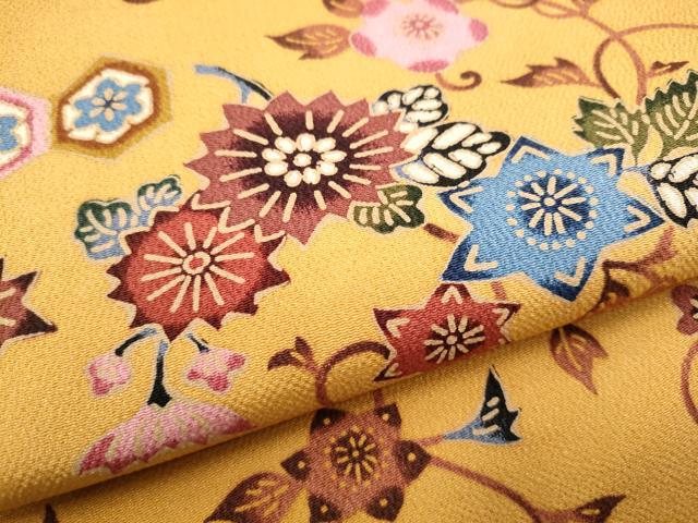 平和屋着物●絵師　津守順　全通柄　九寸名古屋帯　おぼろ紅型　花唐草文　正絹　逸品　CABL9702hy