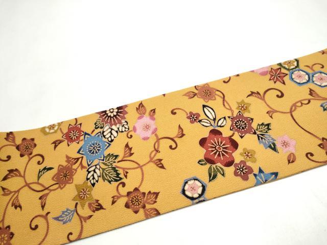 平和屋着物●絵師　津守順　全通柄　九寸名古屋帯　おぼろ紅型　花唐草文　正絹　逸品　CABL9702hy
