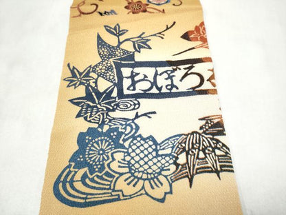 平和屋着物●絵師　津守順　全通柄　九寸名古屋帯　おぼろ紅型　花唐草文　正絹　逸品　CABL9702hy