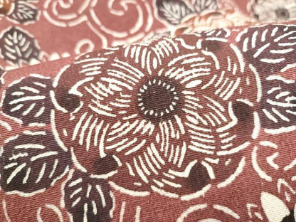 平和屋着物●九寸名古屋帯　型染め　花唐草文　正絹　逸品　CABL9704hy