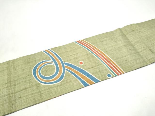 平和屋着物●九寸名古屋帯　紬地　幾何学文様　正絹　逸品　CABL9712hy