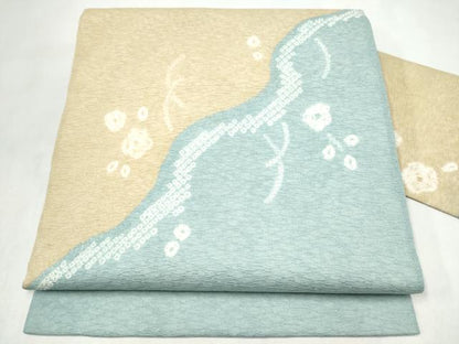 平和屋着物●九寸名古屋帯　絞り　枝花文　正絹　逸品　CABL9715hy