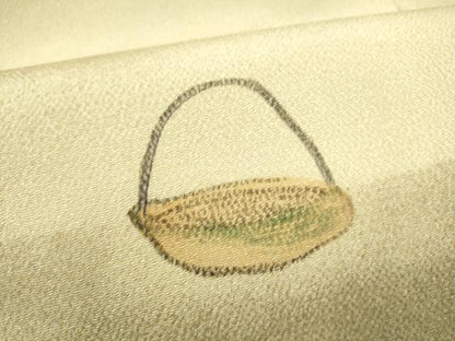 平和屋着物●九寸名古屋帯　陶器文　金彩　鬼しぼ縮緬　正絹　逸品　CABL9716hy