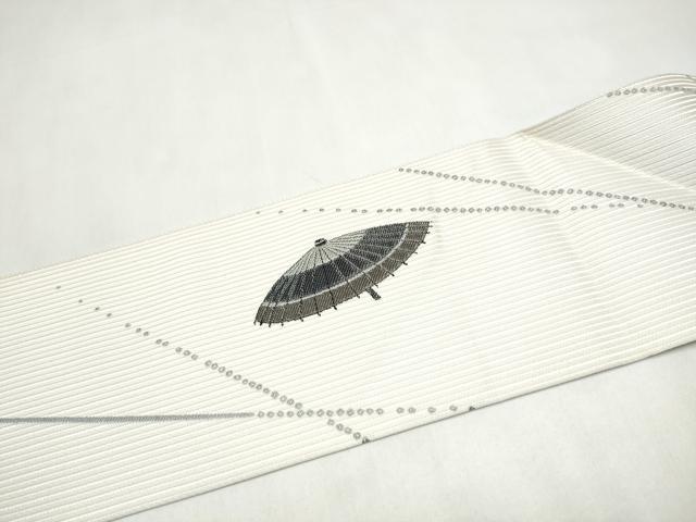 平和屋着物●本場筑前博多織　八寸名古屋帯　番傘　正絹　逸品　CABL9717hy