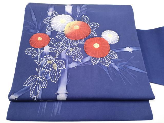 平和屋着物●塩瀬　九寸名古屋帯　手描き　菊　金彩　正絹　逸品　CABL9720hy