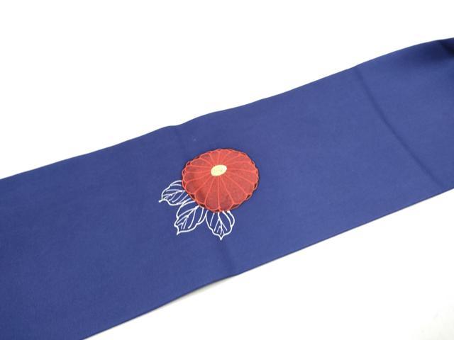 平和屋着物●塩瀬　九寸名古屋帯　手描き　菊　金彩　正絹　逸品　CABL9720hy