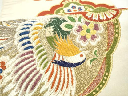 平和屋着物●西陣　川島織物　丸帯　花喰鳥　金銀糸　引き抜き帯　正絹　逸品　CABL9731hy