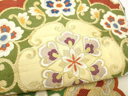 平和屋着物●西陣　川島織物　丸帯　花喰鳥　金銀糸　引き抜き帯　正絹　逸品　CABL9731hy