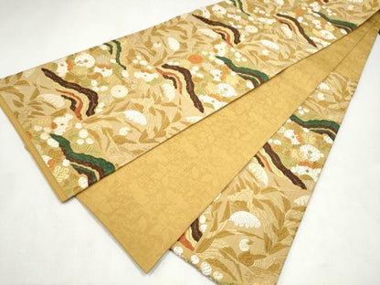 平和屋着物●六通柄袋帯　唐織　草花文　正絹　逸品　CABL9746hy