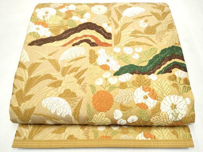 平和屋着物●六通柄袋帯　唐織　草花文　正絹　逸品　CABL9746hy
