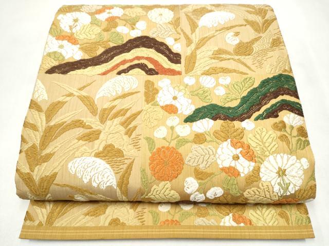 平和屋着物●六通柄袋帯　唐織　草花文　正絹　逸品　CABL9746hy
