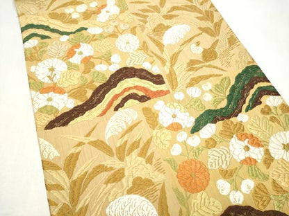 平和屋着物●六通柄袋帯　唐織　草花文　正絹　逸品　CABL9746hy
